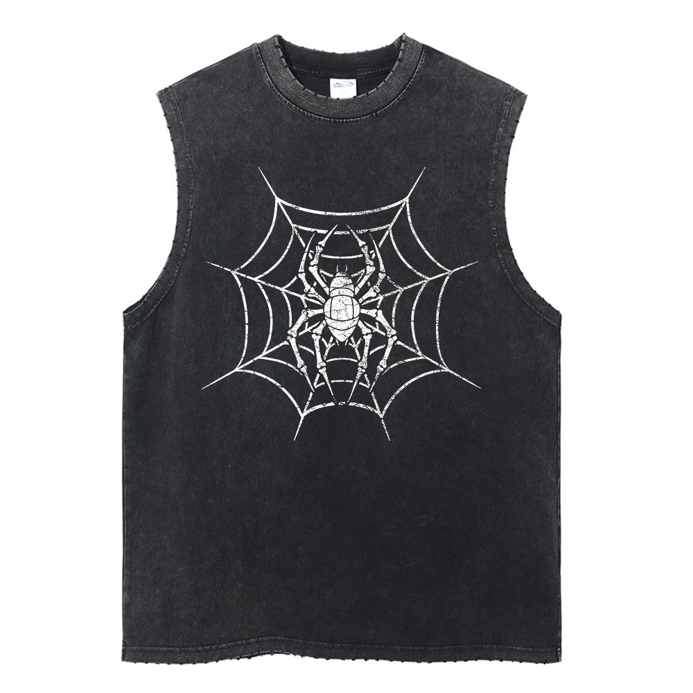 

Аниме Паук Графика Готический Мужской Майка Летняя Y2k Одежда Мужская Безрукавка Винтажная Выстиранная Оверсайз Жилет для Спортзала M