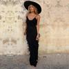Sexy Elegante Dames Backless Mouwloze Spaghetti Bandjes Ruches Maxi Jurk voor Feest Club Zomerjurken