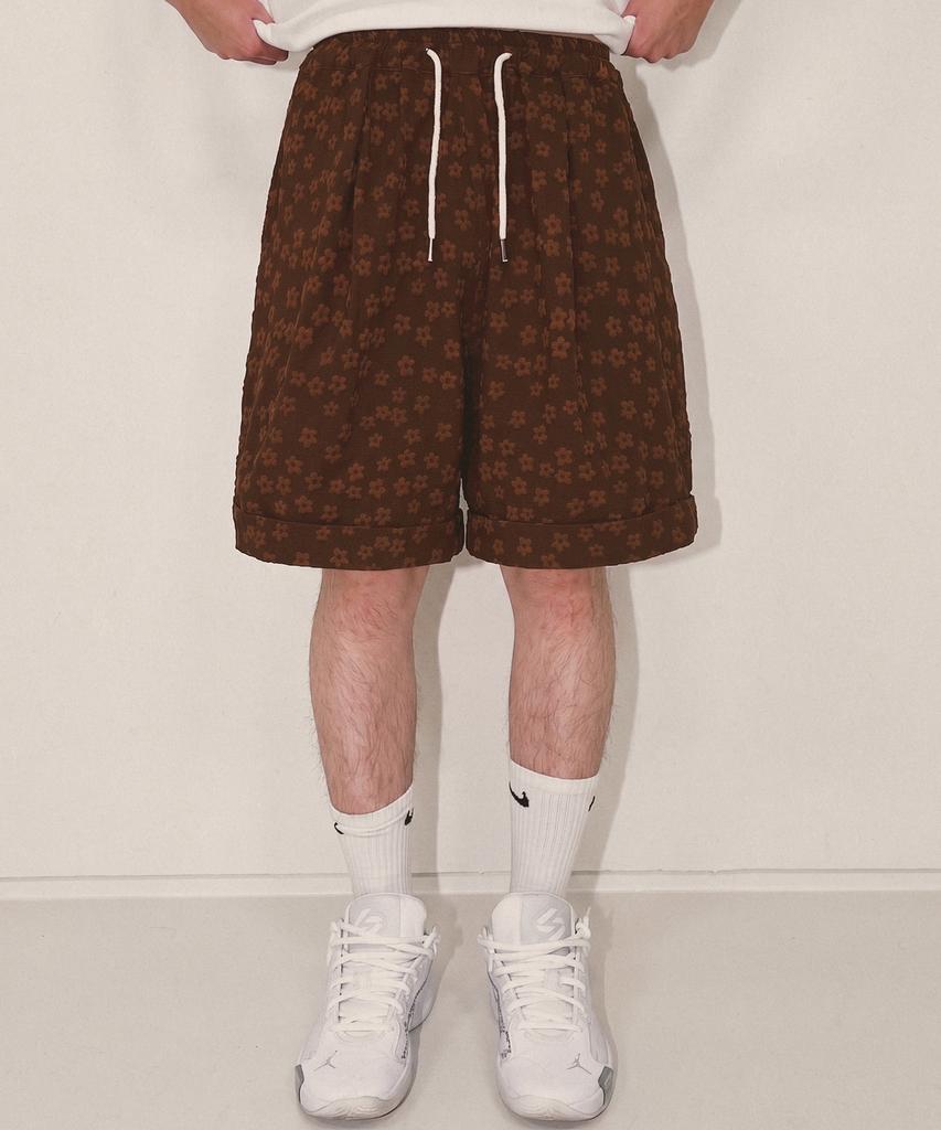 Nainneoscheu Flower Turn-Up Shorts_Brown