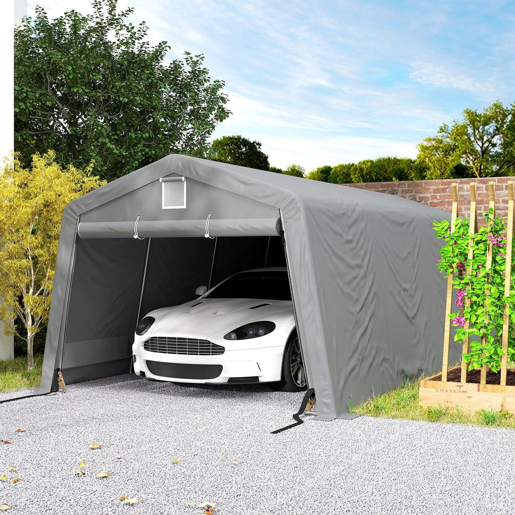 Garage Tent Carport Dim. 6.2L X 3.3W X 2.4H M Robust Galvanised Steel High-Density PE 150 G/m² Waterproof Anti-UV