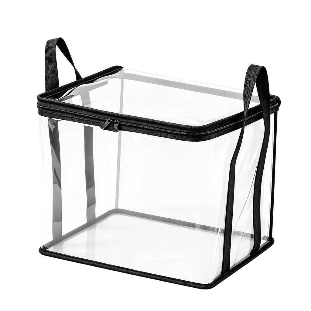 Large Thickened Transparent Plastic Storage Bag with Zipper and Handles for Clothes Moving Box Cover for Dormitory and Closet Organization Supplies