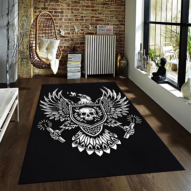 Gothic Eagle Skull Set Designed Floor Mat, Suitable As a Non-slip Mat for the Living Room or Bedroom Sofa