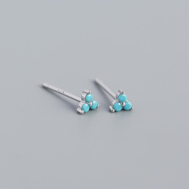 925 Silver Inlaid Crystal Geometric Clover Stud Earrings Light Luxury Mature Glamour Women Jewelry Accessories