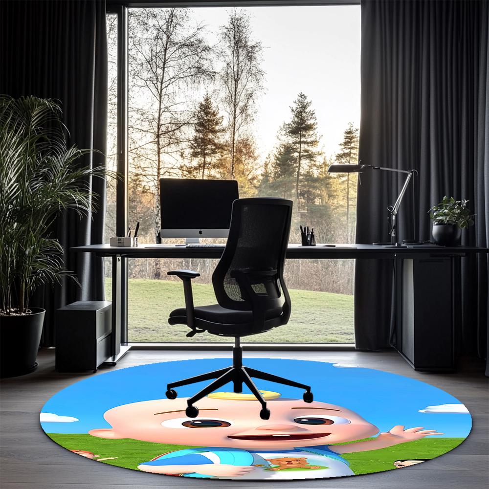 CoComelon Printed Round Rug Carpet Chair Rug Area Rug Entryway Doormats,for Office Chair Living Room Bedroom Kitchen Room.