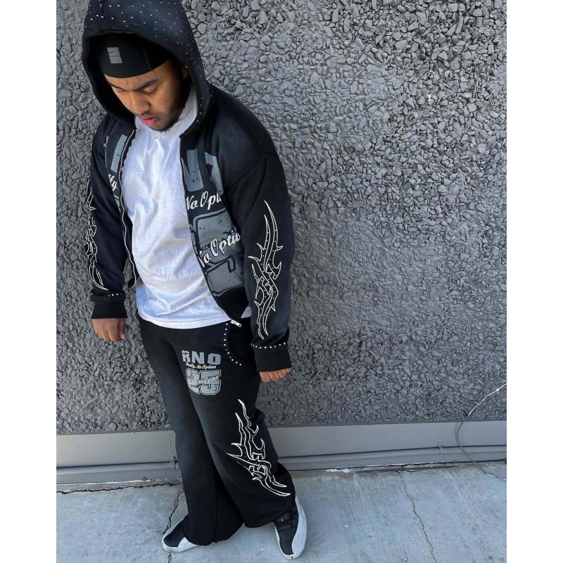 Unisex Hip Hop Streetwear Oversized Hooded Zip-Up Sweatshirt With 3D Print Fall Winter