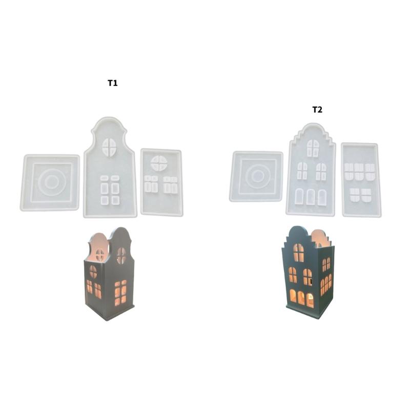 Multipurpose Sturdy Silicone House Candle Holder Mold Set Portable for Resin Plaster Craft Supplies Assorted Sizes