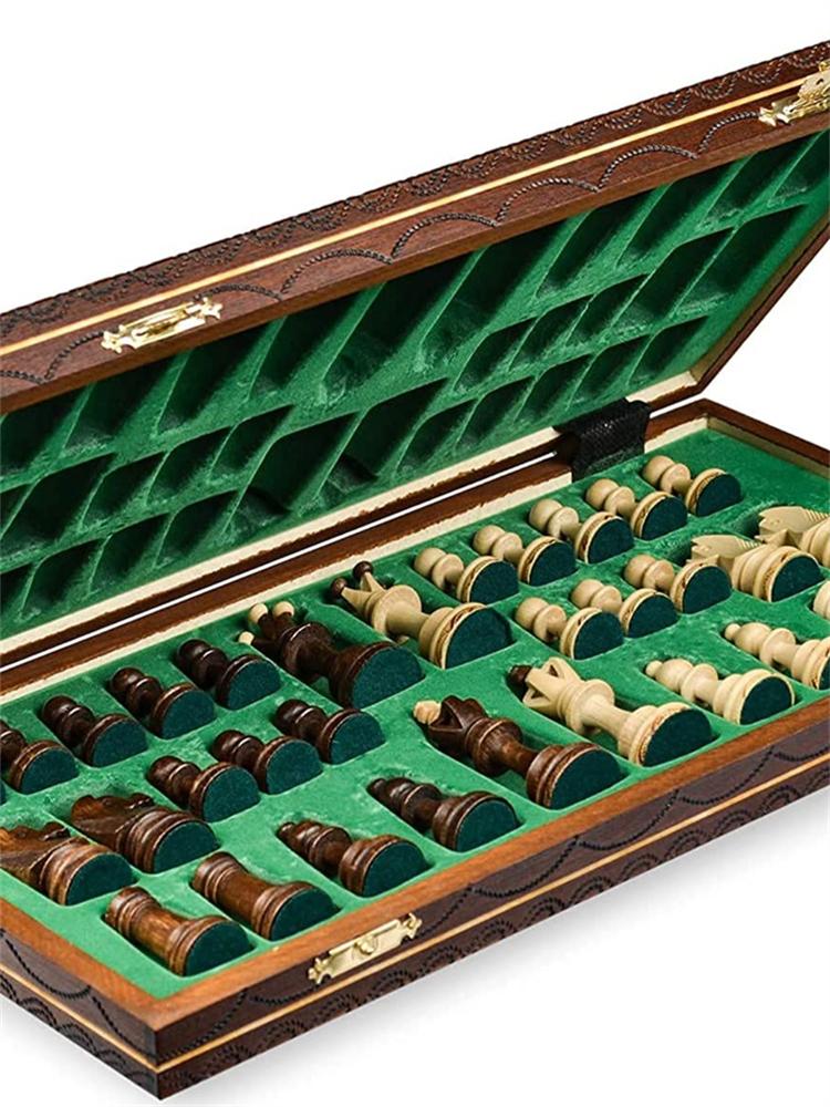 42*42Cm Solid Wood Luxury Style High Grade Folding Chess Set King Height 8Cm Children'S Chess Board Games Beginner Series Set