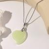 Novel Natural Stone Green Luminous Pendant Temperament Irregular Loves Heart Stone Crystal Necklace Gift Trend Jewelry