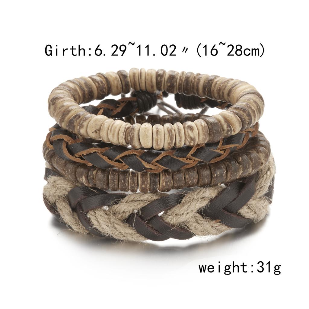 Vintage Multi-layer Feather Moon Leather Braid Bracelets Bangles For Men Handmade Geometric Star Rope Wrap Bracelet Jewelry Gift