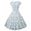 Women's Vintage Style Christmas Dress V Neck Short Sleeve Fit and Flare Midi Dress Holiday Party Swing Dress with Snowman Print