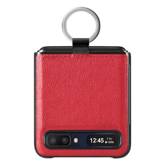 Schlanke Fingerringhalter-Ledertasche für Samsung Galaxy Z Flip 3 Flip4 Flip 4 Flip3 5g Anti-Drop-Falt-Handy-Abdeckung Fundas