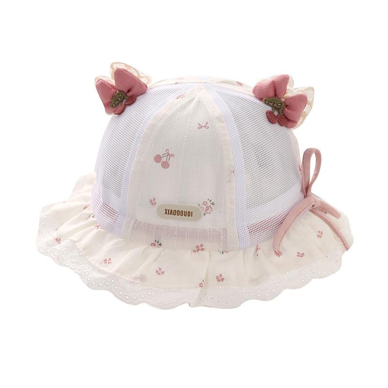 Baby Girl Summer Sun Hat With Lace Bow Adjustable Mesh Breathable Princess Visor Cap For Toddler Outdoor Protection