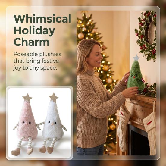 Festive Atmosphere Soft Furnishings Christmas Tree Plush Ornament with Dangling Legs, Cute Stuffed Figure, for Home Doll Living Room Sofa And