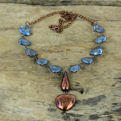 Collier en quartz tanzanite à facettes Collier en cuivre électroformé Collier à chaîne réglable Collier en pierres précieuses fait à la main Bijoux en cuivre pour cadeau