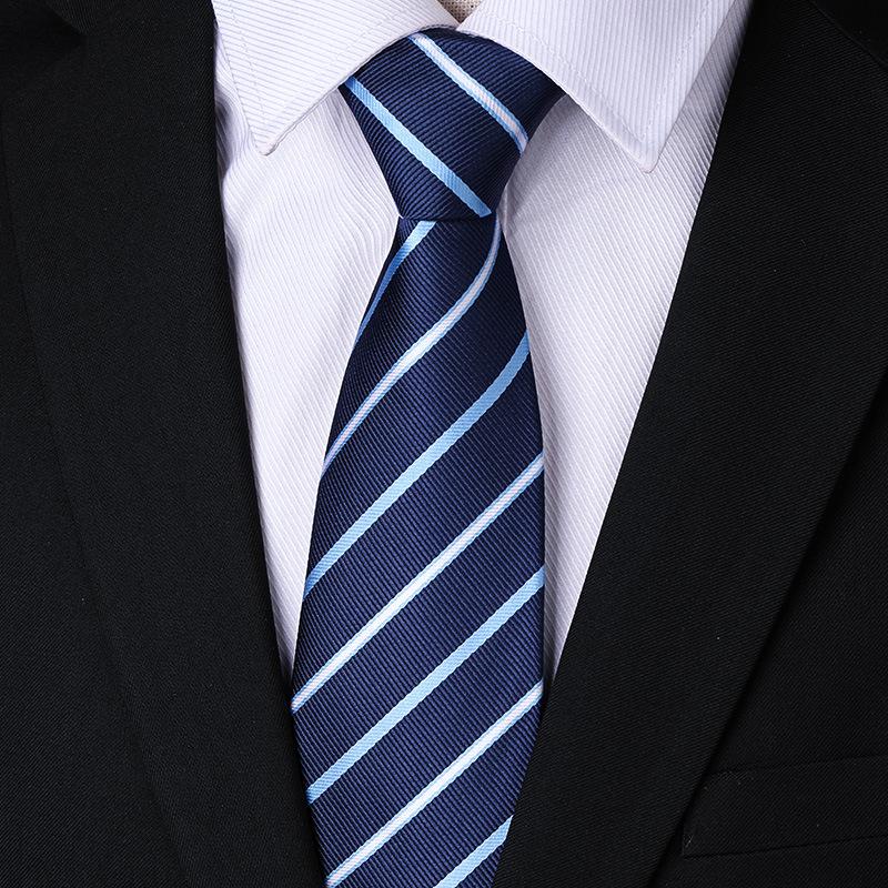 Men'S Blue Business Dress Tie Wedding Groom Work Korean Version Zipper-Style No-Beater Tie Gift Box