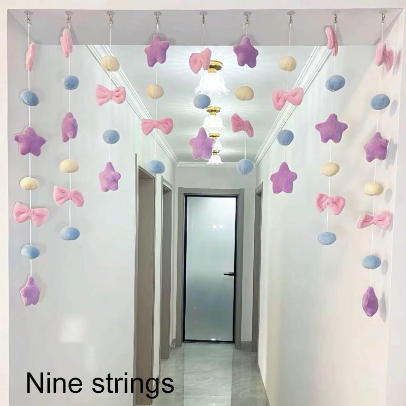 

1 комплект Занавесный декор Романтический розовый бант Декор для комнаты девочки Подвесные украшения Прелестная бахрома Занавеска Сердцевидная перегородка Нить