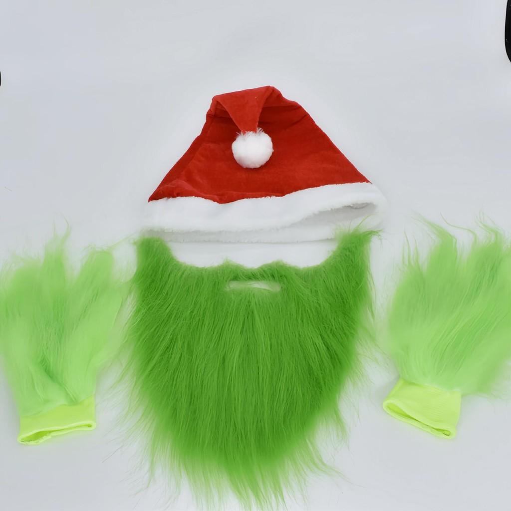 Grinch Half Face Mask With Green Hair And Whimsical Design For Christmas Celebrations