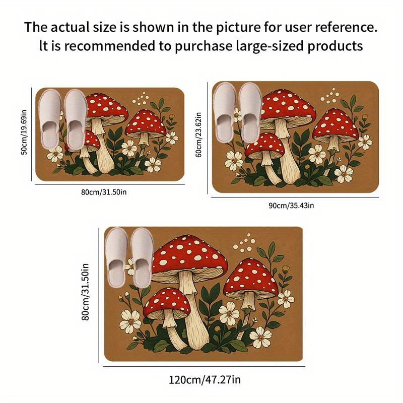 1pc Mushroom-Themed Door Mat - 0.47inch Thick, Natural Hand-Painted Style, Polyester Fiber, Ideal for Kitchen, Living Room, Porc