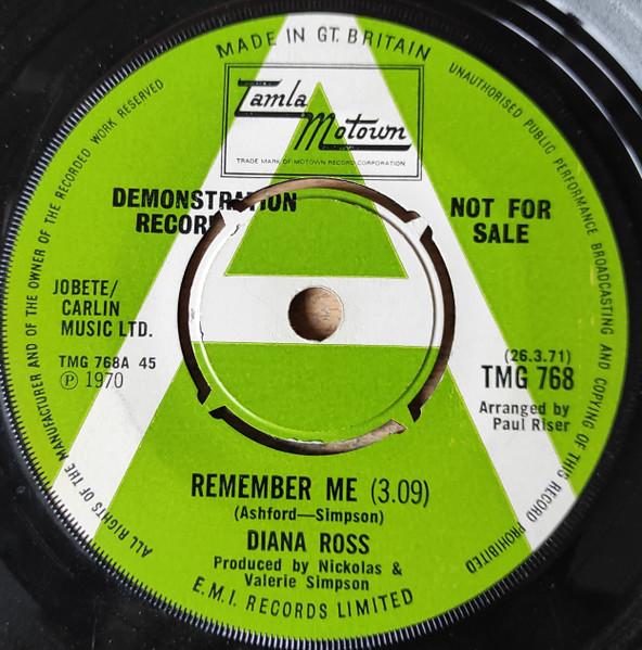 

7inch Record DIANA ROSS Remember Me How About You TMG768PROMO Tamla Motown 1970 UK SoulFunk Used