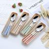 Portable Stainless Steel Cutlery Set: Chopsticks, Spoon, Fork - 3-Piece for Students & Office Workers