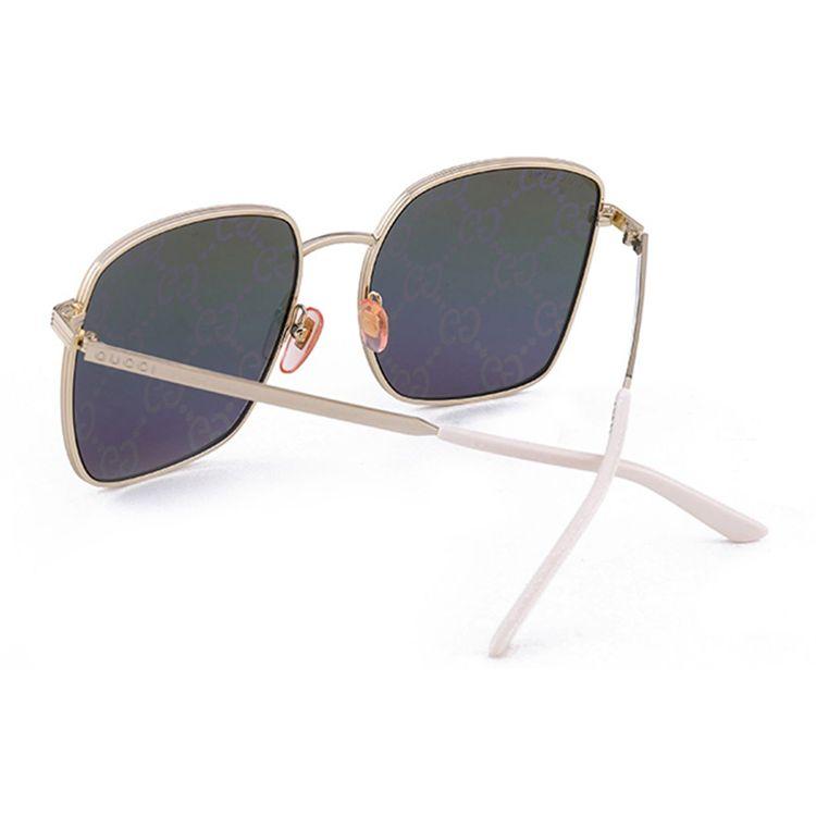 Gucci Metall Großer Rahmen Laser Persönlichkeit GG Print Sonnenbrille Quadratisch Unisex Sonnenbrille GG0802S-004