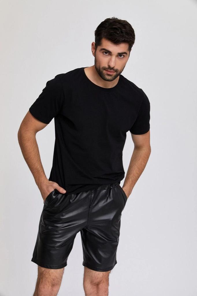 Men Stylish Black Shorts Biker Gym Unique 100% Leather Genuine Boxer Lambskin