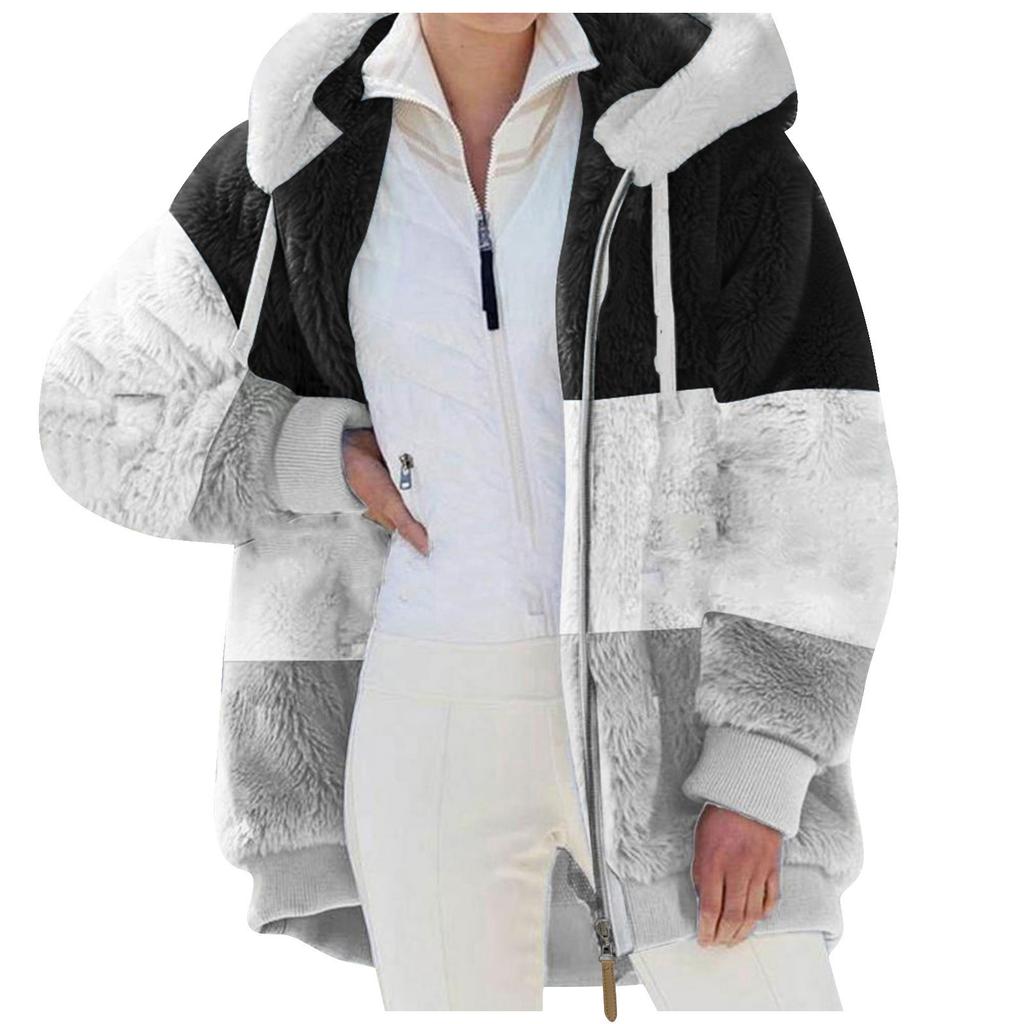Dámská móda Plyšový zip Dlouhý rukáv Prošívání Teplý svetr Topy Kabát Zimní
