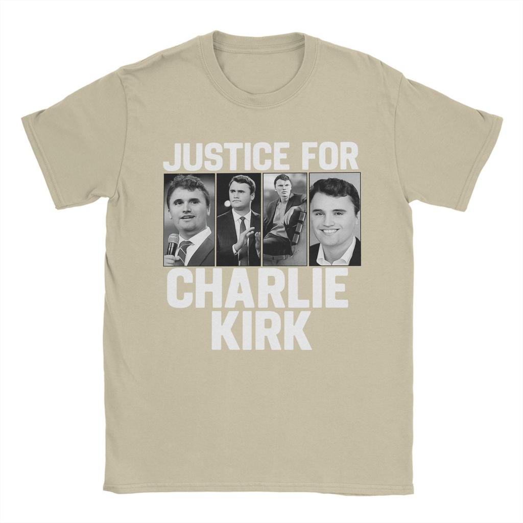 Justice For Charlie Kirk T Shirt for Men Cotton Fun T-Shirts Crewneck Tees Short Sleeve Clothes 4XL 5XL 6XL