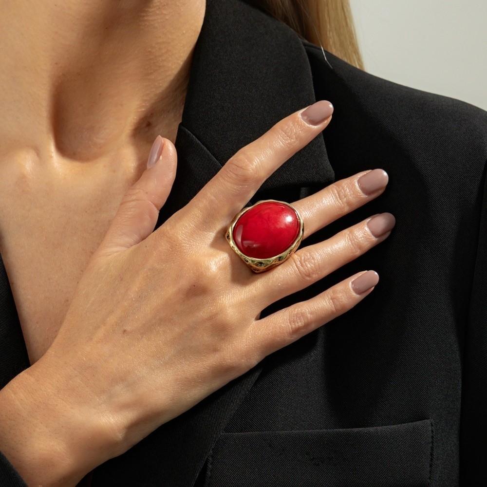 Fashion Geometric Resin Dangle Earrings Vintage Trend Vintage Red Stud Earrings Sweet Elegant Oval Earrings for New Year Party