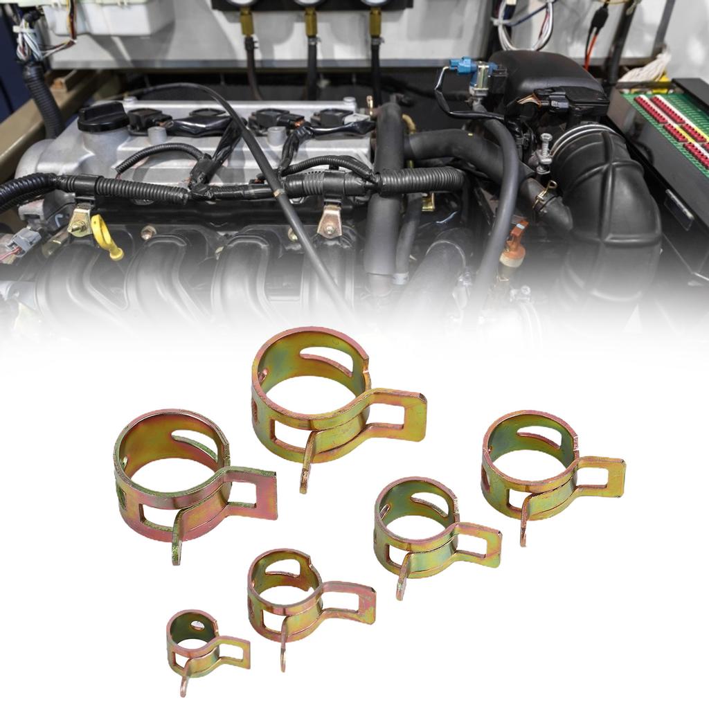 60pcs/Set Fuel Line Clamps Stainless Steel Tubing Pipe Spring Clips 6/9/10/12/14/15mm