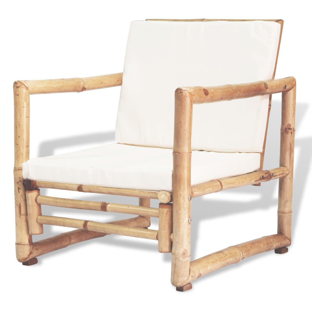 vidaXL 4-tlg. Garten-Lounge-Set mit Auflagen Bambus