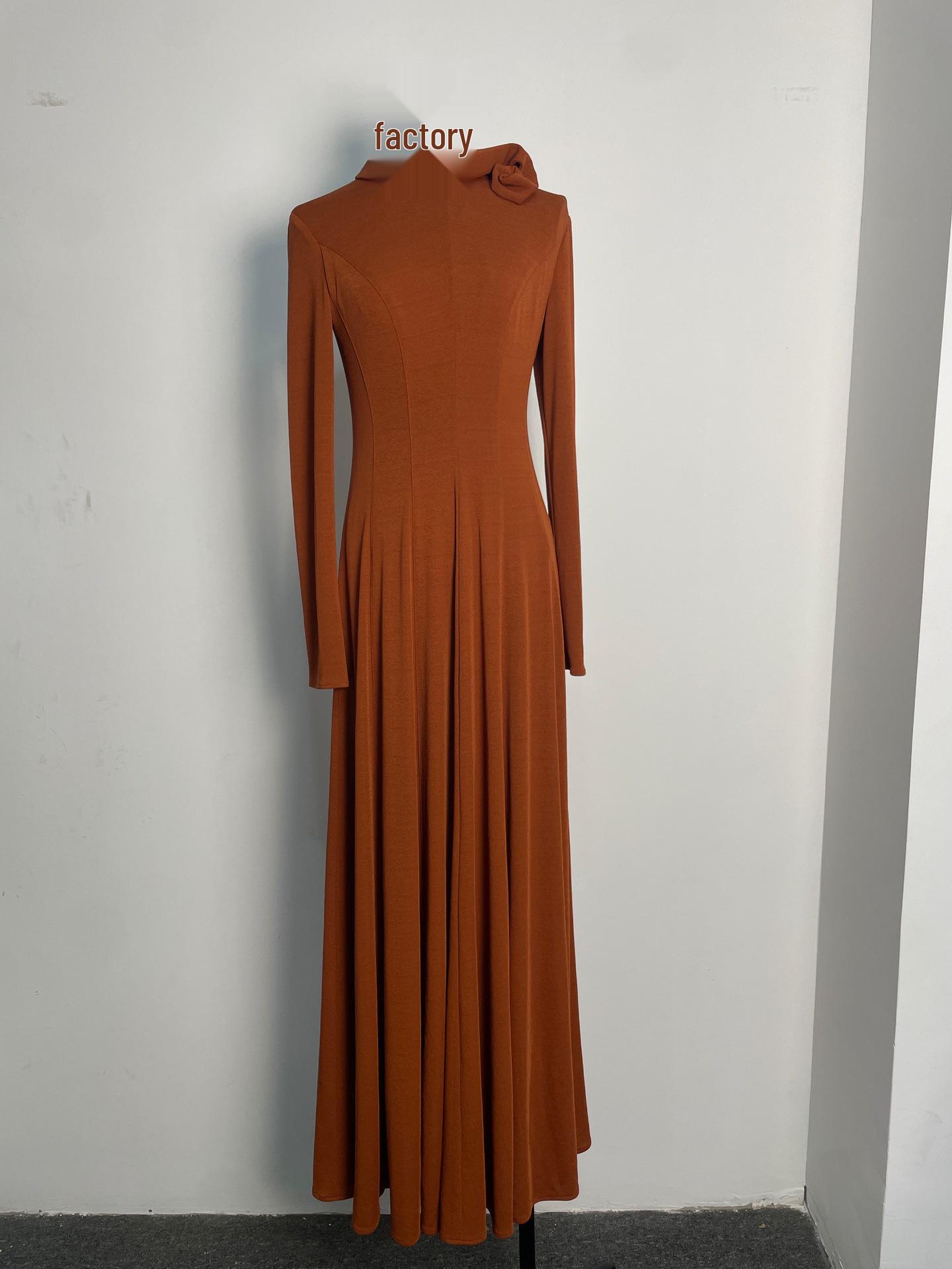 Элегантное весенне-летнее модное платье с красным цветочным декольте Large бронзовый