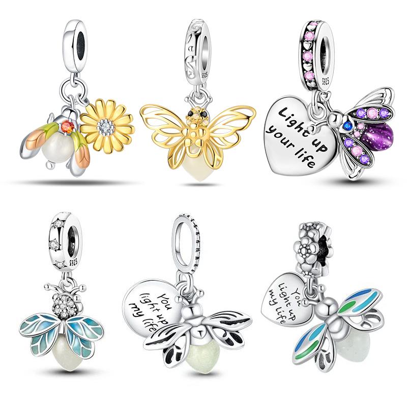 

Новые оригинальные подвески из серебра 925 пробы со светящимися в темноте светлячками, браслет с подвесками для женщин, бусины для самостоятельного изготовления ювелирных изделий в подарок