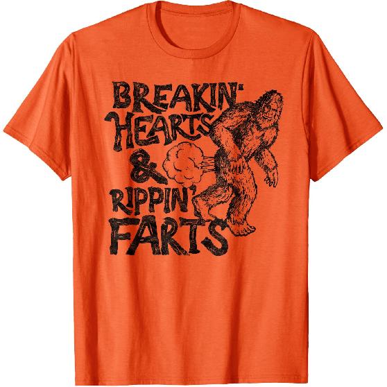 Breaking Hearts Ripping Farts! Funny Bigfoot Sasquatch Gas T-Shirt