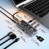 Custom Logo Transparent 10 In 1 USB C Hub Dongle Support 4K HDTV VGA Type C PD USB3.0 RJ45 Ethernet SD TF Card Reader 3.5mm AUX