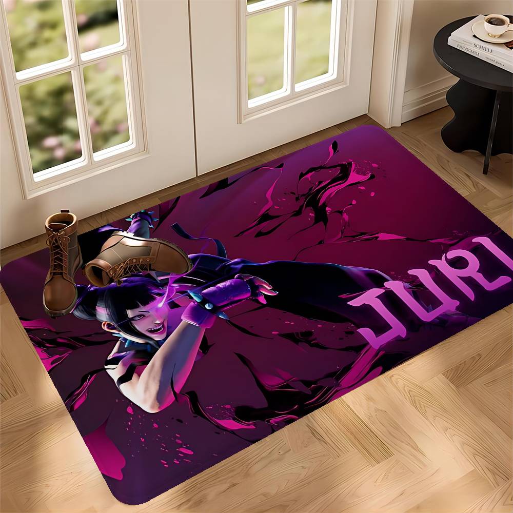 Character Juri Han Street Fighter Room Mats Retro Multiple Choice Living Room Kitchen Rug Non-Slip Welcome Rug 40cm x 60cm
