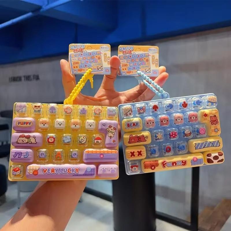 Cute Stress Relief Decompression Toy 26 Key Press Button Toy Durable Bag Ornament for Family Party Favors