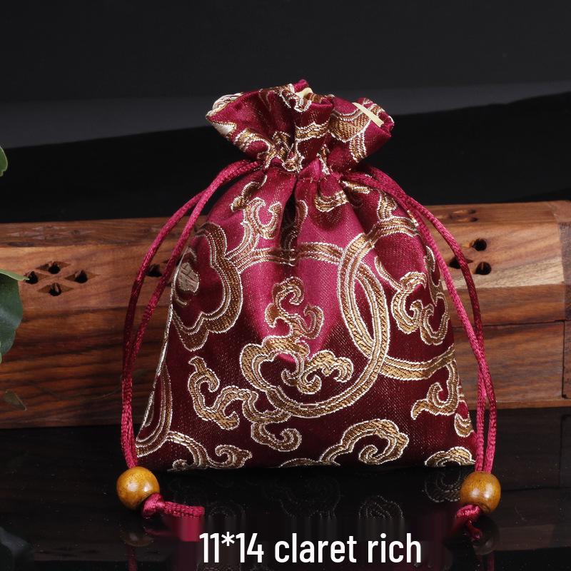 Silk Satin Jewelry Drawstring Bag - Small Brocade Storage Pouch