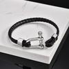 Stylish Leather Bracelet for Men Boys,Black Double Layers Leather Rope Bracelets,Trendy Jewelry Gifts to Dad Husband