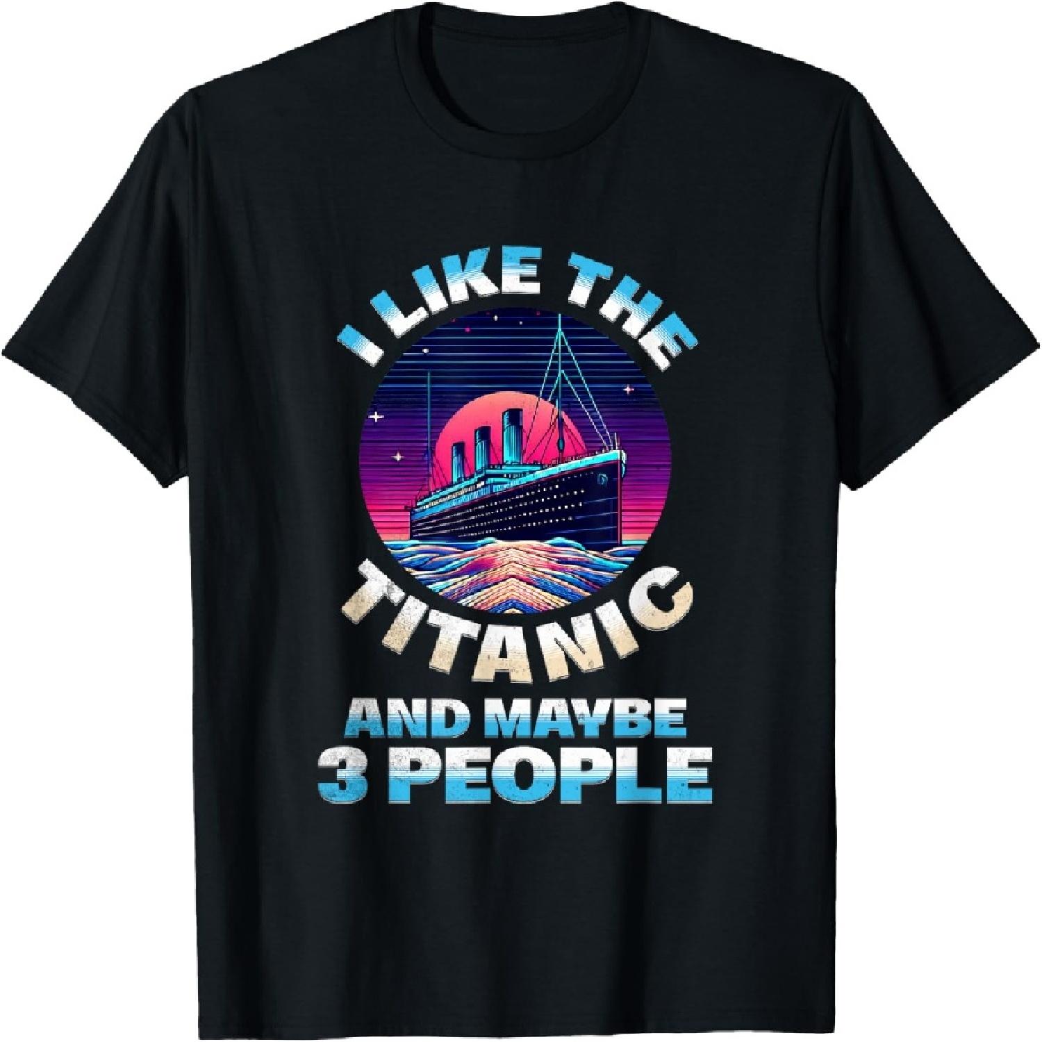

Мне нравится «Титаник» и, может быть, 3 человека Смешная футболка для любителей кораблей RMS XXXXXL чёрный