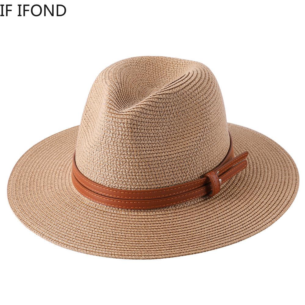 56-58-59-60CM Neuer natürlicher Panama-Strohhut mit weicher Form, Sommerhut für Damen/Herren, breite Krempe, Strand-Sonnenkappe, UV-Schutz, Fedora-Hut