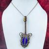Lapis Lazuli Gemstone Pendant Copper Wire Wrapped Guitar Pendant Handmade Jewelry