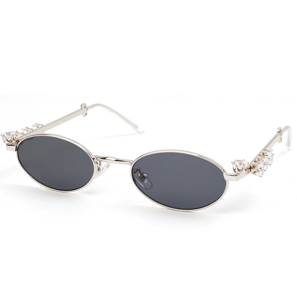 Gafas de Sol Ovaladas de Metal para Mujer y Hombre con Diamantes de Pedrería 2026 Unisex Monturas de Gafas Bling Uv400 Gafas de Sol de Moda