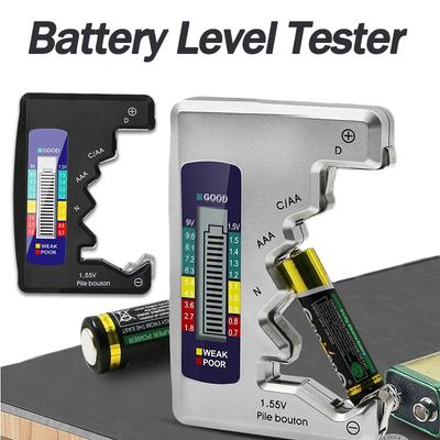 Battery Level Tester Portable Battery Capacity Indicator Compact Size Lithium Digital Display Battery Voltage Meter Silver Black
