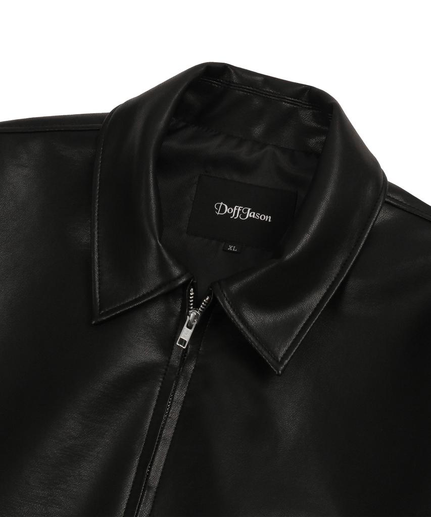 Doffjason Oversized Vegan Leather Single Jacket