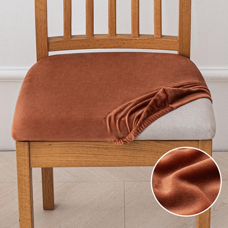 Velvet Stretch Fit Chair Seat Covers,Soft Solid Color Dining Chair Cover Removable Washable Chair Protector for Kitchen, Hotel