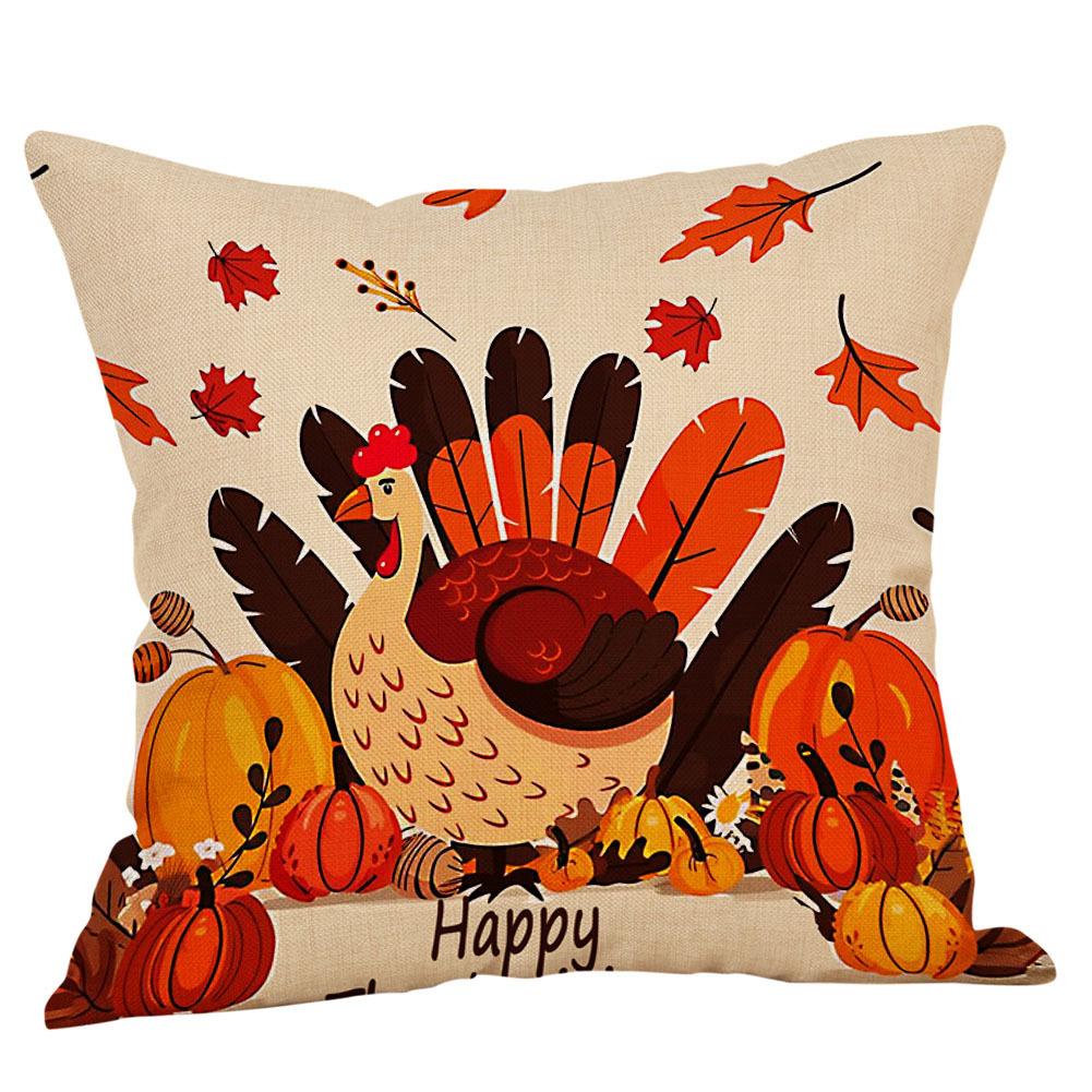 Cartoon Turkey Pattern Throw Pillow Covers With Digital Printing Of Short Plush Fabric Car-Shaped Sofa Cushion Office Home Decor