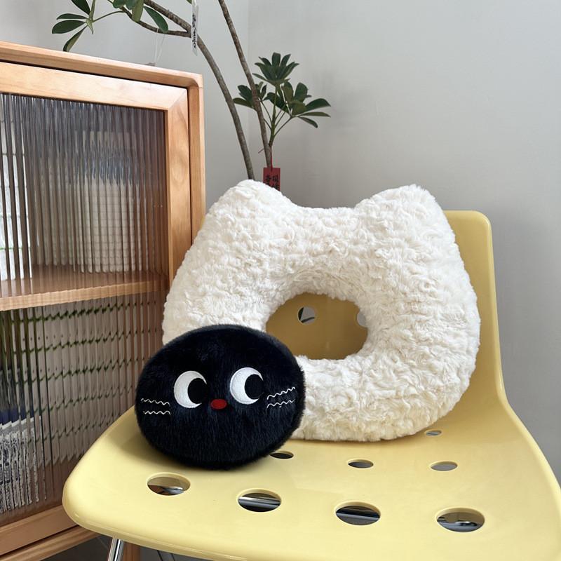 

Cat Cartoon Plush Toy Round Seat Cushion Filling For Home Office Decor Doll белый