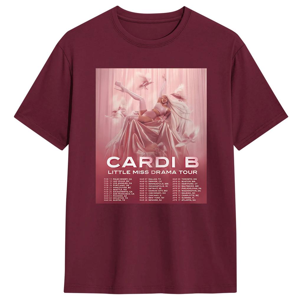 Summer Cardi B Little Miss Drama Tour 2026 Novelty Tshirts Cotton Tshirt For Unisex Y2k Classic Short Sleeve Tees