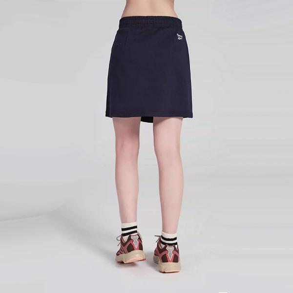 Reebok SS24 Tennis Series Letter Print Simple Fashion Comfortable Elastic Waist Knitted Casual Skirt Women skirts Dark-Blue 24SRC614WGN2